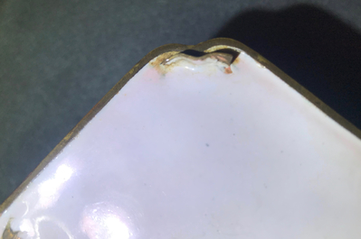 A Chinese Canton enamel tea caddy and cover, Qing