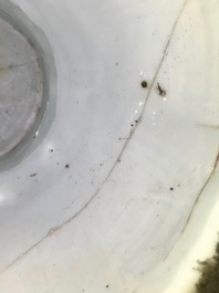 A Chinese blue and white baluster vase with figures in a landscape, Transitional period