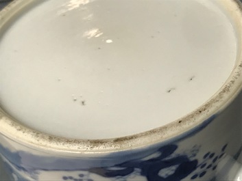 A large Chinese blue and white 'elephant parade' teapot and cover, 19th C.