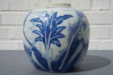 A Chinese blue and white ginger jar with playing boys, Kangxi