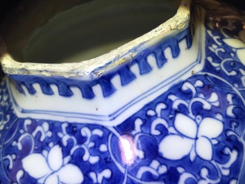 A Chinese blue and white baluster vase with figures in a landscape, Transitional period