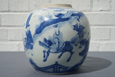 A Chinese blue and white ginger jar with playing boys, Kangxi
