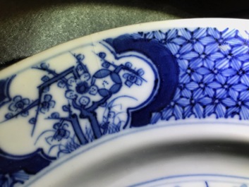 Un bel ensemble en porcelaine de Chine bleu et blanc, Kangxi et apr&egrave;s