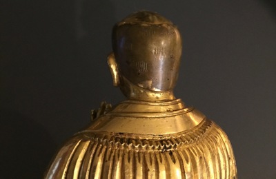 A Sino-Tibetan gilt bronze figure of a Dalai Lamai, 19/20th C.