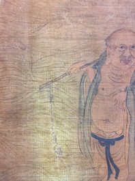 Five Chinese silk painting after Wu Daozi, 18/19th C.