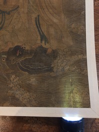 Cinq peintures chinoises sur soie d'apr&egrave;s Wu Daozi, 18/19&egrave;me