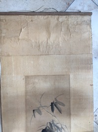 Deux peintures rouleaux sur papier de branches de bambou, Chine, 19&egrave;me