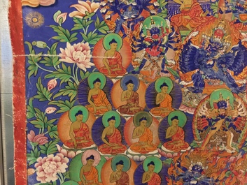 Een thangka met de boom der transcendentie, Tibet of Nepal, 19/20e eeuw