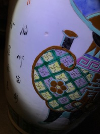 Two Chinese famille rose and verte vases, 19/20th C.