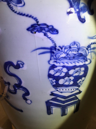 19世纪豆青釉青花博古纹及花卉纹瓶三只- Rob Michiels Auctions