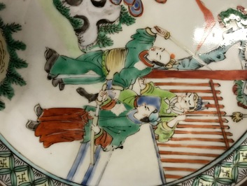 Zes Chinese famille rose en verte borden, 19/20e eeuw
