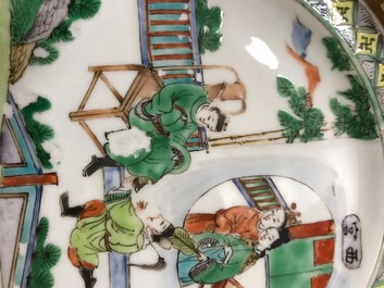Six Chinese famille rose and verte plates, 19/20th C.