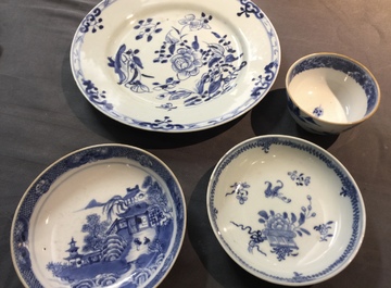 A varied selection of Chinese blue and white and famille rosewares, 18th C.