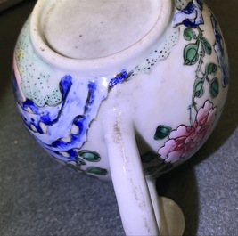 A Chinese famille rose teapot with a duck and a pheasant, Yongzheng