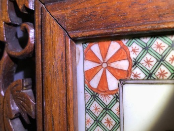 19-20世纪 木框五彩瓷板 两件