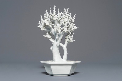 A Chinese blanc de Chine model of a tree, Kangxi