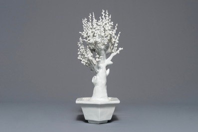 A Chinese blanc de Chine model of a tree, Kangxi