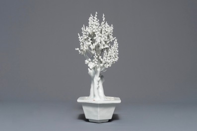 A Chinese blanc de Chine model of a tree, Kangxi