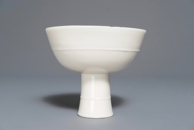 A Chinese blanc de Chine stem cup, Wanli or Transitional period