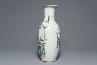 A Chinese famille rose double design vase, 19/20th C.