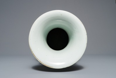 A Chinese famille rose double design vase, 19/20th C.