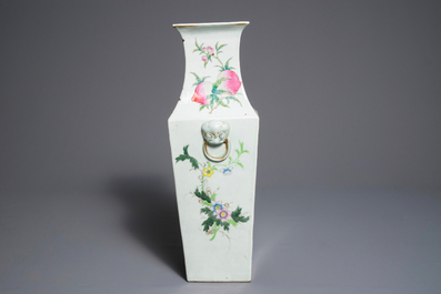 A square Chinese qianjiang cai vase, early 20th C., Jiangxi Porcelain Company mark
