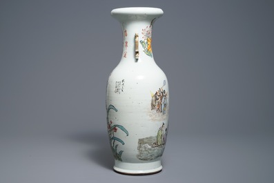 Een Chinese qianjiang cai vaas met onsterfelijken, 19/20e eeuw
