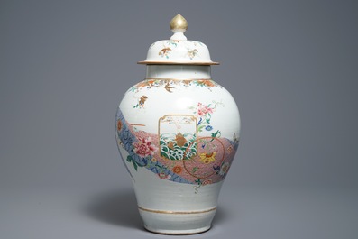 A large and fine Chinese famille rose baluster vase and cover, Yongzheng/Qianlong