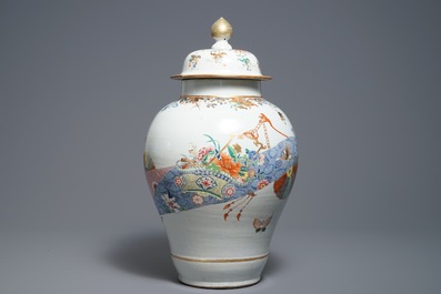 A large and fine Chinese famille rose baluster vase and cover, Yongzheng/Qianlong