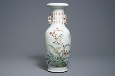 Un vase en porcelaine de Chine qianjiang cai &agrave; d&eacute;cor d'Immortels, 19/20&egrave;me