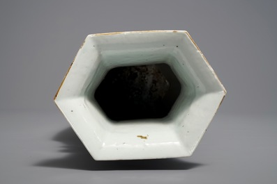 A hexagonal Chinese qianjiang cai vase, 19/20th C.