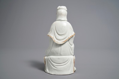 A Chinese model of Guanyin on lotus throne, Republic, 20th C.