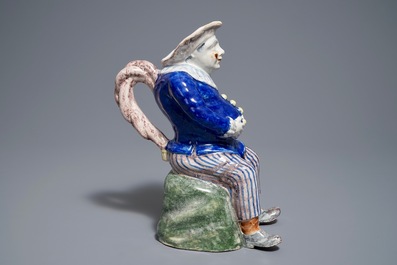 Een polychrome Brusselse figuratieve 'Jacquot' kan, gemerkt Stevens, 19e eeuw