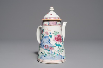 A Chinese famille rose chocolate jug and cover, Yongzheng