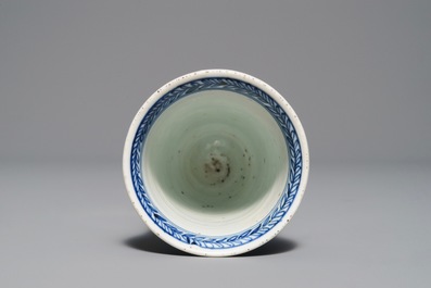 A Chinese blue and white goblet on foot, Kangxi