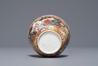 A fine Chinese famille rose 'mandarin' cup and saucer, Yongzheng/Qianlong