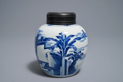 A fine Chinese blue and white ginger jar, Kangxi