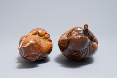 Two Chinese carved bamboo figures, 19th C.