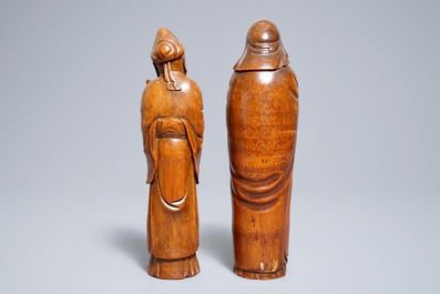 Two Chinese carved bamboo figures, 19th C.