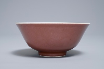 A Chinese monochrome liver-red bowl, Daoguang seal mark, 19/20th C.