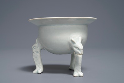 A Chinese qingbai tripod censer, Song or Yuan