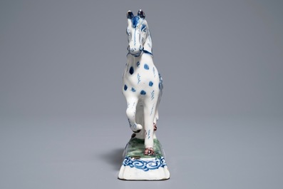 A fine Dutch Delft model of a horse on a ground, 18th C.