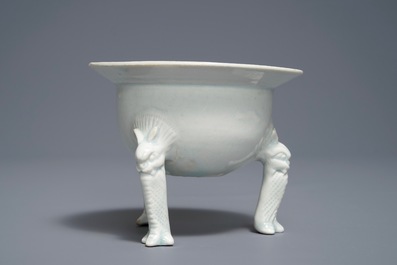 A Chinese qingbai tripod censer, Song or Yuan