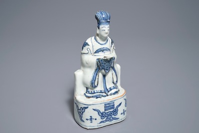 A Chinese blue and white model of a servant, Wanli