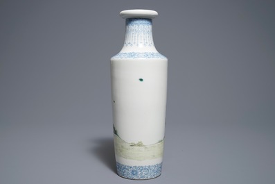 A Chinese famille rose vase with a sage and his servant, Qianlong mark, Republic, 20th C.