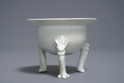 A Chinese qingbai tripod censer, Song or Yuan