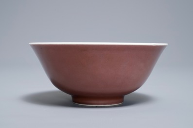 A Chinese monochrome liver-red bowl, Daoguang seal mark, 19/20th C.