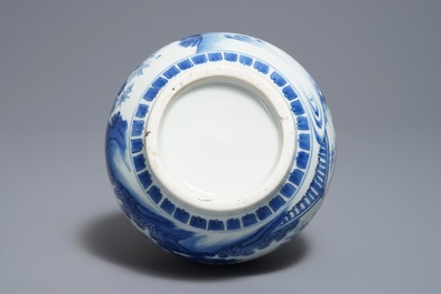 A fine Chinese blue and white double gourd vase, Transitional period
