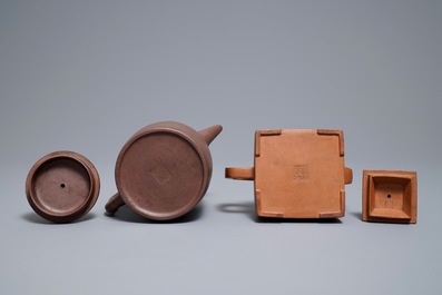 Two Chinese Yixing stoneware teapots, Republic, 20th C.