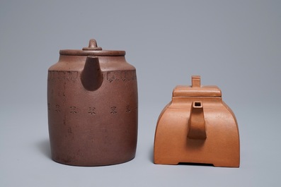 Two Chinese Yixing stoneware teapots, Republic, 20th C.